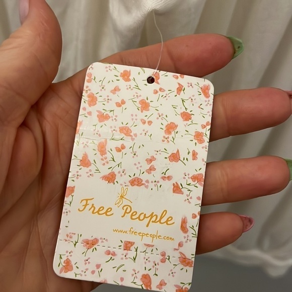 Free People Top Blouse NWT Boho Ruched Peasant Scoop Neck Size XS Cream - Picture 7 of 9